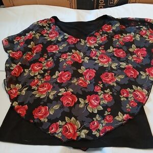 Carol Rose Black and Red Floral Blouse